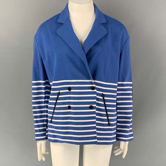 BAND OF OUTSIDERS Blue White Stripe Cotton Oversized Jacket - Picture 1 of 7
